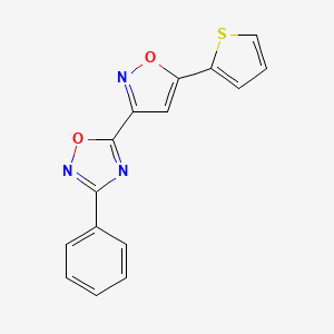 molecular formula C15H9N3O2S B10950151 3-Phenyl-5-[5-(thiophen-2-yl)-1,2-oxazol-3-yl]-1,2,4-oxadiazole 