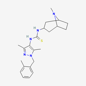 molecular formula C22H31N5S B10950179 1-[3,5-dimethyl-1-(2-methylbenzyl)-1H-pyrazol-4-yl]-3-(8-methyl-8-azabicyclo[3.2.1]oct-3-yl)thiourea 