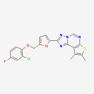 2-{5-[(2-Chloro-4-fluorophenoxy)methyl]-2-furyl}-8,9-dimethylthieno[3,2-E][1,2,4]triazolo[1,5-C]pyrimidine