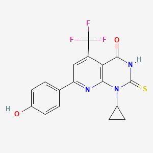 molecular formula C17H12F3N3O2S B10950202 1-cyclopropyl-7-(4-hydroxyphenyl)-2-sulfanyl-5-(trifluoromethyl)pyrido[2,3-d]pyrimidin-4(1H)-one 