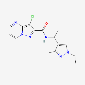 3-chloro-N-[1-(1-ethyl-3-methyl-1H-pyrazol-4-yl)ethyl]pyrazolo[1,5-a]pyrimidine-2-carboxamide