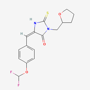 (5E)-5-[4-(difluoromethoxy)benzylidene]-3-(tetrahydrofuran-2-ylmethyl)-2-thioxoimidazolidin-4-one