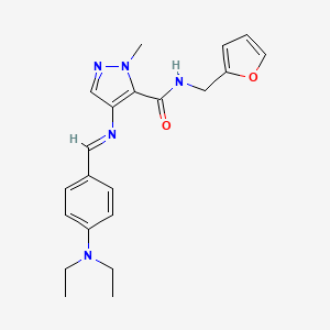 molecular formula C21H25N5O2 B10950235 4-({(E)-[4-(diethylamino)phenyl]methylidene}amino)-N-(furan-2-ylmethyl)-1-methyl-1H-pyrazole-5-carboxamide 