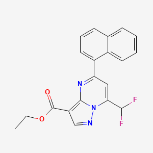 molecular formula C20H15F2N3O2 B10950238 Ethyl 7-(difluoromethyl)-5-(naphthalen-1-yl)pyrazolo[1,5-a]pyrimidine-3-carboxylate 