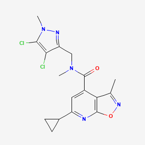 molecular formula C17H17Cl2N5O2 B10950244 6-cyclopropyl-N-[(4,5-dichloro-1-methyl-1H-pyrazol-3-yl)methyl]-N,3-dimethyl[1,2]oxazolo[5,4-b]pyridine-4-carboxamide 