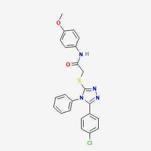 molecular formula C23H19ClN4O2S B10950255 2-{[5-(4-chlorophenyl)-4-phenyl-4H-1,2,4-triazol-3-yl]sulfanyl}-N-(4-methoxyphenyl)acetamide 