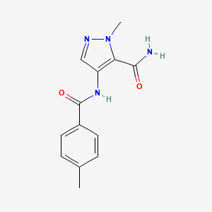 molecular formula C13H14N4O2 B10950272 1-methyl-4-{[(4-methylphenyl)carbonyl]amino}-1H-pyrazole-5-carboxamide 