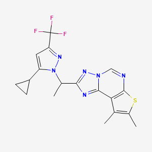 2-{1-[5-cyclopropyl-3-(trifluoromethyl)-1H-pyrazol-1-yl]ethyl}-8,9-dimethylthieno[3,2-e][1,2,4]triazolo[1,5-c]pyrimidine