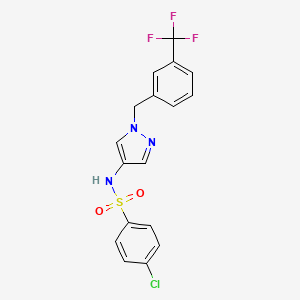 molecular formula C17H13ClF3N3O2S B10950306 4-chloro-N-{1-[3-(trifluoromethyl)benzyl]-1H-pyrazol-4-yl}benzenesulfonamide 