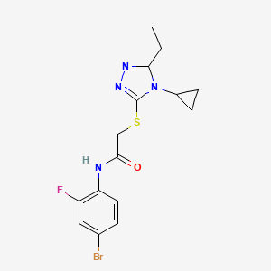 molecular formula C15H16BrFN4OS B10950320 N-(4-bromo-2-fluorophenyl)-2-[(4-cyclopropyl-5-ethyl-4H-1,2,4-triazol-3-yl)sulfanyl]acetamide 