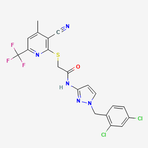 2-{[3-cyano-4-methyl-6-(trifluoromethyl)pyridin-2-yl]sulfanyl}-N-[1-(2,4-dichlorobenzyl)-1H-pyrazol-3-yl]acetamide