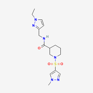 molecular formula C16H24N6O3S B10950324 N-[(1-ethyl-1H-pyrazol-3-yl)methyl]-1-[(1-methyl-1H-pyrazol-4-yl)sulfonyl]piperidine-3-carboxamide 