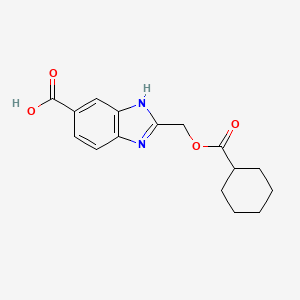 molecular formula C16H18N2O4 B10950329 2-{[(cyclohexylcarbonyl)oxy]methyl}-1H-benzimidazole-5-carboxylic acid 