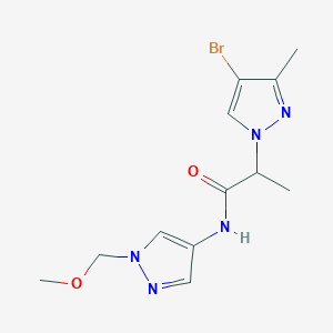 molecular formula C12H16BrN5O2 B10950334 2-(4-bromo-3-methyl-1H-pyrazol-1-yl)-N-[1-(methoxymethyl)-1H-pyrazol-4-yl]propanamide 