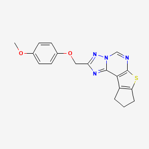 molecular formula C18H16N4O2S B10950367 2-[(4-methoxyphenoxy)methyl]-9,10-dihydro-8H-cyclopenta[4,5]thieno[3,2-e][1,2,4]triazolo[1,5-c]pyrimidine 