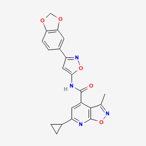 molecular formula C21H16N4O5 B10950403 N-[3-(1,3-benzodioxol-5-yl)-1,2-oxazol-5-yl]-6-cyclopropyl-3-methyl[1,2]oxazolo[5,4-b]pyridine-4-carboxamide 