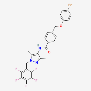 4-[(4-bromophenoxy)methyl]-N-[3,5-dimethyl-1-(pentafluorobenzyl)-1H-pyrazol-4-yl]benzamide