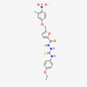 molecular formula C22H22N4O6S B10950425 N-(4-ethoxyphenyl)-2-({5-[(3-methyl-4-nitrophenoxy)methyl]furan-2-yl}carbonyl)hydrazinecarbothioamide 