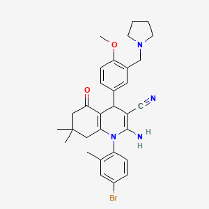 molecular formula C31H35BrN4O2 B10950446 2-Amino-1-(4-bromo-2-methylphenyl)-4-[4-methoxy-3-(pyrrolidin-1-ylmethyl)phenyl]-7,7-dimethyl-5-oxo-1,4,5,6,7,8-hexahydroquinoline-3-carbonitrile 