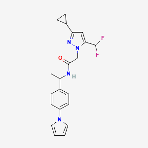 molecular formula C21H22F2N4O B10950478 2-[3-cyclopropyl-5-(difluoromethyl)-1H-pyrazol-1-yl]-N-{1-[4-(1H-pyrrol-1-yl)phenyl]ethyl}acetamide 