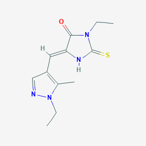 (5Z)-3-ethyl-5-[(1-ethyl-5-methyl-1H-pyrazol-4-yl)methylidene]-2-thioxoimidazolidin-4-one