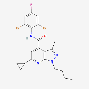 molecular formula C21H21Br2FN4O B10950499 1-butyl-6-cyclopropyl-N-(2,6-dibromo-4-fluorophenyl)-3-methyl-1H-pyrazolo[3,4-b]pyridine-4-carboxamide 