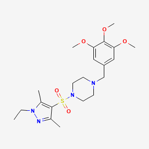 molecular formula C21H32N4O5S B10950505 1-[(1-ethyl-3,5-dimethyl-1H-pyrazol-4-yl)sulfonyl]-4-(3,4,5-trimethoxybenzyl)piperazine 