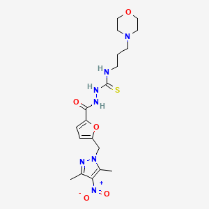 molecular formula C19H27N7O5S B10950538 2-({5-[(3,5-dimethyl-4-nitro-1H-pyrazol-1-yl)methyl]furan-2-yl}carbonyl)-N-[3-(morpholin-4-yl)propyl]hydrazinecarbothioamide 