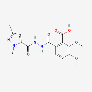 molecular formula C16H18N4O6 B10950543 6-({2-[(1,3-dimethyl-1H-pyrazol-5-yl)carbonyl]hydrazinyl}carbonyl)-2,3-dimethoxybenzoic acid 