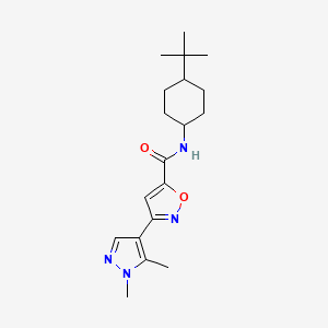 molecular formula C19H28N4O2 B10950565 N-[4-(Tert-butyl)cyclohexyl]-3-(1,5-dimethyl-1H-pyrazol-4-YL)-5-isoxazolecarboxamide 