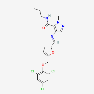 1-methyl-N-propyl-4-{[(E)-{5-[(2,4,6-trichlorophenoxy)methyl]furan-2-yl}methylidene]amino}-1H-pyrazole-5-carboxamide