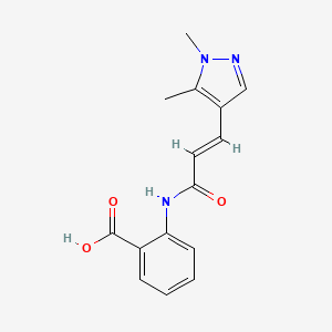 molecular formula C15H15N3O3 B10950581 2-{[(2E)-3-(1,5-dimethyl-1H-pyrazol-4-yl)prop-2-enoyl]amino}benzoic acid 