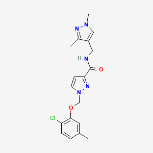 molecular formula C18H20ClN5O2 B10950583 1-[(2-chloro-5-methylphenoxy)methyl]-N-[(1,3-dimethyl-1H-pyrazol-4-yl)methyl]-1H-pyrazole-3-carboxamide 