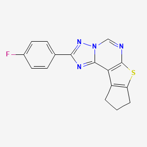 molecular formula C16H11FN4S B10950622 2-(4-fluorophenyl)-9,10-dihydro-8H-cyclopenta[4,5]thieno[3,2-e][1,2,4]triazolo[1,5-c]pyrimidine 