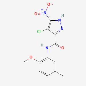 4-chloro-N-(2-methoxy-5-methylphenyl)-3-nitro-1H-pyrazole-5-carboxamide