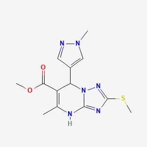 molecular formula C13H16N6O2S B10950669 methyl 5-methyl-7-(1-methyl-1H-pyrazol-4-yl)-2-(methylsulfanyl)-4,7-dihydro[1,2,4]triazolo[1,5-a]pyrimidine-6-carboxylate 