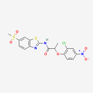 molecular formula C17H14ClN3O6S2 B10950690 2-(2-chloro-4-nitrophenoxy)-N-[6-(methylsulfonyl)-1,3-benzothiazol-2-yl]propanamide 