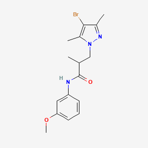 molecular formula C16H20BrN3O2 B10950735 3-(4-bromo-3,5-dimethyl-1H-pyrazol-1-yl)-N-(3-methoxyphenyl)-2-methylpropanamide 