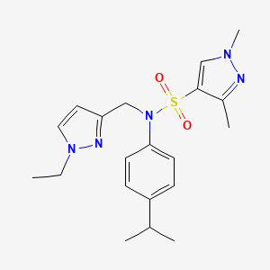 molecular formula C20H27N5O2S B10950750 N-[(1-ethyl-1H-pyrazol-3-yl)methyl]-1,3-dimethyl-N-[4-(propan-2-yl)phenyl]-1H-pyrazole-4-sulfonamide 