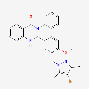 2-{3-[(4-bromo-3,5-dimethyl-1H-pyrazol-1-yl)methyl]-4-methoxyphenyl}-3-phenyl-2,3-dihydroquinazolin-4(1H)-one