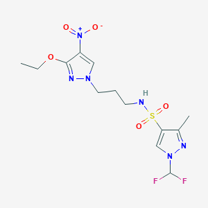 molecular formula C13H18F2N6O5S B10950799 1-(difluoromethyl)-N-[3-(3-ethoxy-4-nitro-1H-pyrazol-1-yl)propyl]-3-methyl-1H-pyrazole-4-sulfonamide CAS No. 1006994-39-3