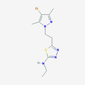 molecular formula C11H16BrN5S B10950803 5-[2-(4-bromo-3,5-dimethyl-1H-pyrazol-1-yl)ethyl]-N-ethyl-1,3,4-thiadiazol-2-amine 