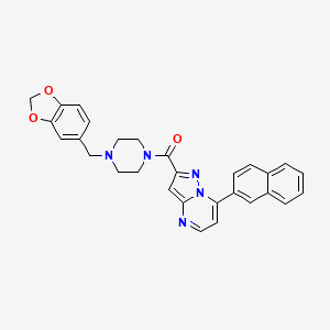 [4-(1,3-Benzodioxol-5-ylmethyl)piperazin-1-yl][7-(naphthalen-2-yl)pyrazolo[1,5-a]pyrimidin-2-yl]methanone