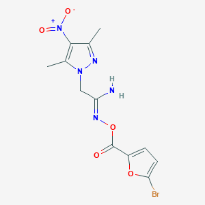 molecular formula C12H12BrN5O5 B10950881 (1Z)-N'-{[(5-bromofuran-2-yl)carbonyl]oxy}-2-(3,5-dimethyl-4-nitro-1H-pyrazol-1-yl)ethanimidamide 