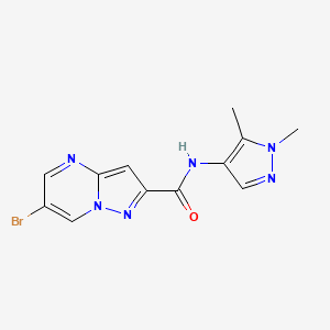 molecular formula C12H11BrN6O B10950884 6-bromo-N-(1,5-dimethyl-1H-pyrazol-4-yl)pyrazolo[1,5-a]pyrimidine-2-carboxamide 