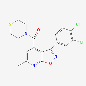 molecular formula C18H15Cl2N3O2S B10950913 [3-(3,4-Dichlorophenyl)-6-methyl[1,2]oxazolo[5,4-b]pyridin-4-yl](thiomorpholin-4-yl)methanone 