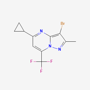 molecular formula C11H9BrF3N3 B10950923 3-Bromo-5-cyclopropyl-2-methyl-7-(trifluoromethyl)pyrazolo[1,5-a]pyrimidine 