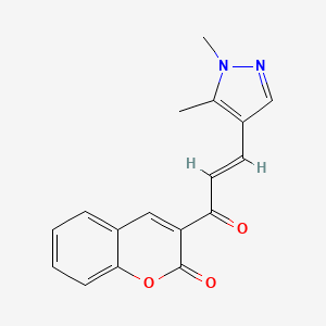 molecular formula C17H14N2O3 B10950948 3-[(2E)-3-(1,5-dimethyl-1H-pyrazol-4-yl)prop-2-enoyl]-2H-chromen-2-one 