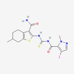 N-[(3-carbamoyl-6-methyl-4,5,6,7-tetrahydro-1-benzothiophen-2-yl)carbamothioyl]-4-iodo-1-methyl-1H-pyrazole-5-carboxamide