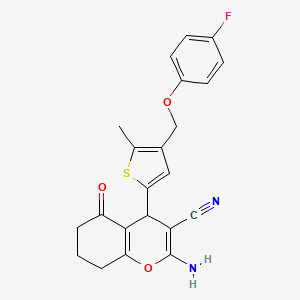 molecular formula C22H19FN2O3S B10950958 2-amino-4-{4-[(4-fluorophenoxy)methyl]-5-methylthiophen-2-yl}-5-oxo-5,6,7,8-tetrahydro-4H-chromene-3-carbonitrile 